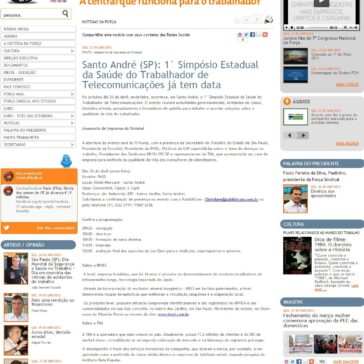 Santo André (SP): 1° Simpósio Estadual da Saúde do Trabalhador de Telecomunicações já tem data – Força Sindical