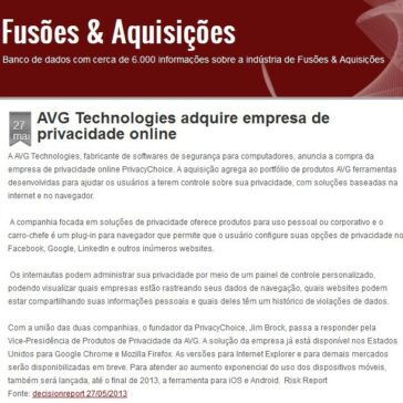 AVG Technologies adquire empresa de privacidade online – Fusões & Aquisições