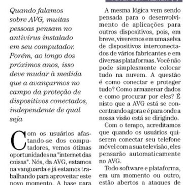 Antivírus no carro, telefone e termostato: AVG vai do antivírus à internet das coisas – Empresas & Negócios P. 12