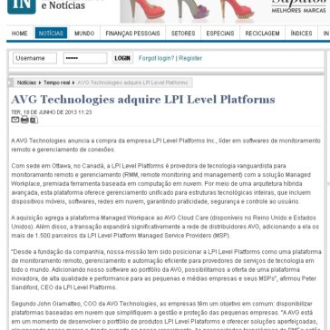 AVG Technologies adquire LPI Level Platforms – Investimentos & Notícias