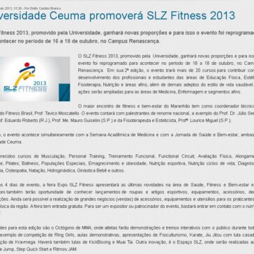 Universidade Ceuma promoverá SLZ Fitness 2013 – Ceuma