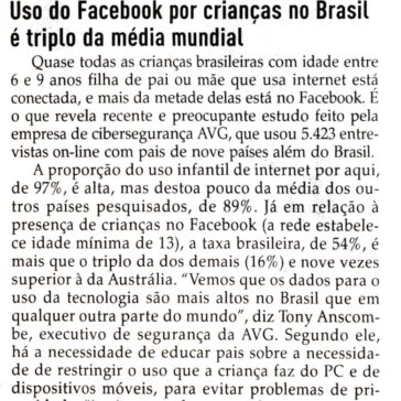 Uso do Facebook por crianças no Brasil é triplo da média mundial – Bem Paraná