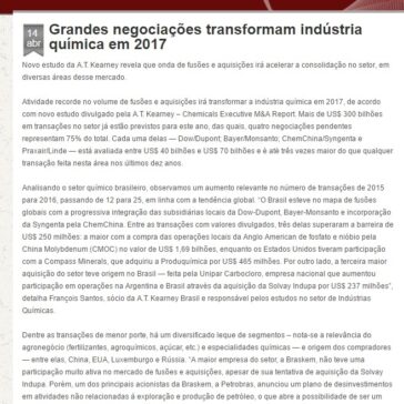 Grandes negociações transformam indústria química em 2017 – Blog Fusões e Aquisições