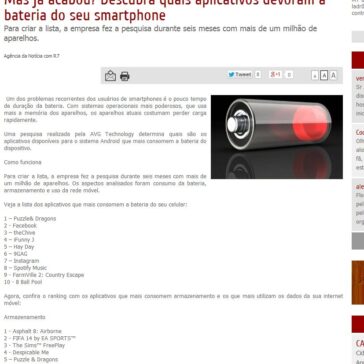 Mas já acabou? Descubra quais aplicativos devoram a bateria do seu smartphone –  Agência da Notícia