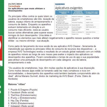 Os aplicativos que mais afetam o desempenho – Sistema maior de comunicação