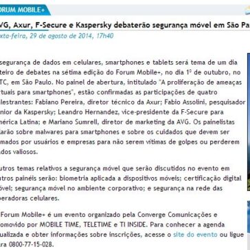AVG, Axur, F-Secure e Kaspersky debaterão segurança móvel em São Paulo – Teletime