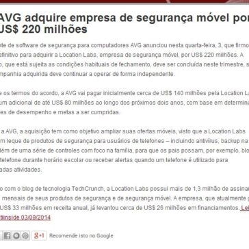 AVG adquire empresa de segurança móvel por US$ 220 milhões – Fusões e Aquisições