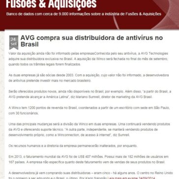 AVG compra sua distribuidora de antivírus no Brasil – Fusões e Aquisições