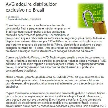 AVG adquire distribuidor exclusivo no Brasil – Convergência Digital