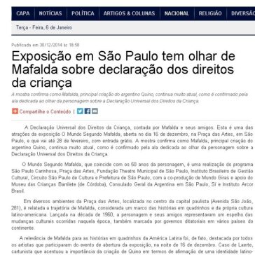 Exposição em São Paulo tem olhar de Mafalda sobre declaração dos direitos da criança – O Nortão