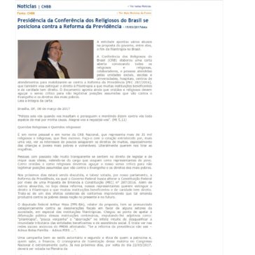 Presidência da Conferência dos Religiosos do Brasil se posiciona contra a Reforma da Previdência – Católica Net