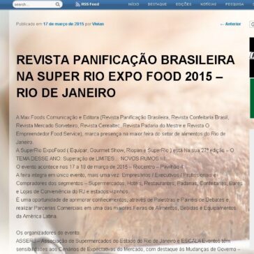 Revista Panificação brasileira na super Rio expo food 2015 – Rio de Janeiro – Panificação Brasileira