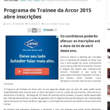 Programa de Trainee da Arcor 2015 abre inscrições – Sobre isso