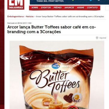 Arcor lança Butter Toffees sabor café em co-branding com a 3Corações – EmbalagemMarca