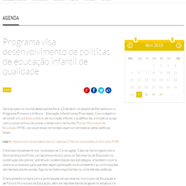 Programa visa desenvolvimento de políticas de educação infantil de qualidade – Educação Integral