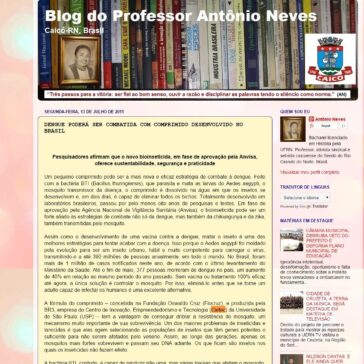 DENGUE PODERÁ SER COMBATIDA COM COMPRIMIDO DESENVOLVIDO NO BRASIL – Blog do Professor Antônio Neves