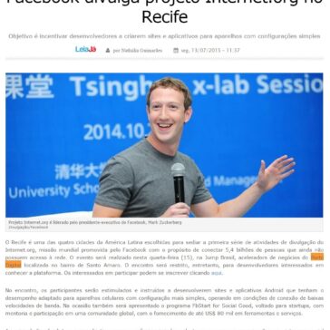 Facebook divulga projeto Internet.org no Recife – Leia Já
