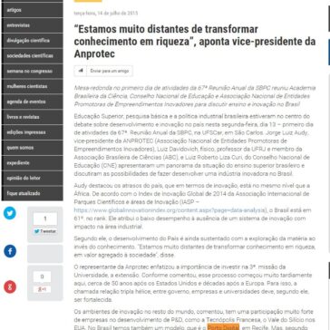 ?Estamos muito distantes de transformar conhecimento em riqueza?, aponta vice-presidente da Anprotec – Jornal da Ciência