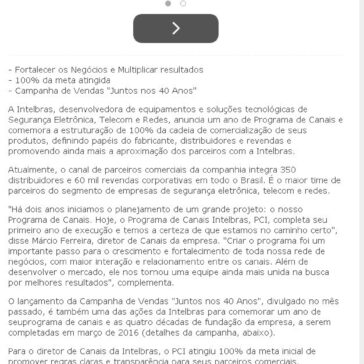 Intelbras comemora um ano de Programa de Canais – Notícias Legais