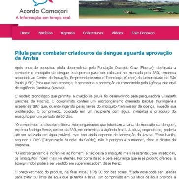 Pílula para combater criadouros da dengue aguarda aprovação da Anvisa – Acorda Camaçari