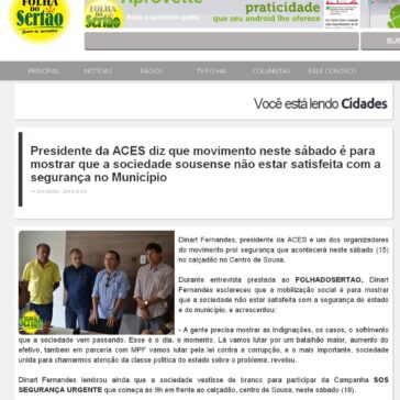 Presidente da ACES diz que movimento é para mostrar que a sociedade sousense não estar satisfeita com a segurança no Município – Folha do Sertão