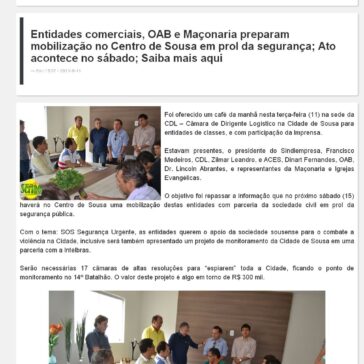 Entidades comerciais, OAB e Maçonaria preparam mobilização no Centro de Sousa em prol da segurança – Folha do Sertão