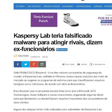 Kaspersy Lab teria falsificado malware para atingir rivais, dizem ex-funcionários – UOL Notícias