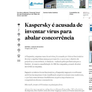 Kaspersky é acusada de inventar vírus para abalar concorrência – Estadão.com
