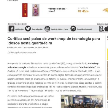 Curitiba será palco de workshop de tecnologia para idosos nesta quarta-feira- Banda B