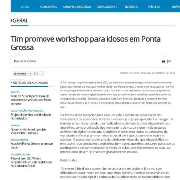 Tim promove workshop para idosos em Ponta Grossa – Diário dos Campos