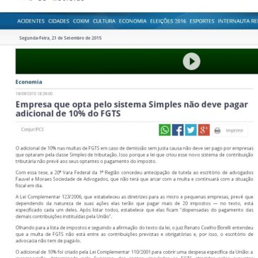 Empresa que opta pelo sistema Simples não deve pagar adicional de 10% do FGTS – Edição de Notícias