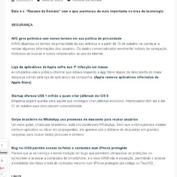 Resumo da Semana (20/08/2015) – Gilberto Sudré