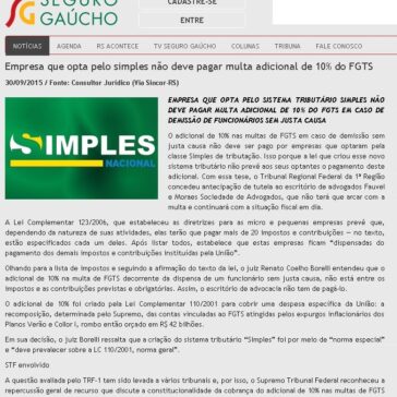 Empresa que opta pelo simples não deve pagar multa adicional de 10% do FGTS – Seguro Gaúcho