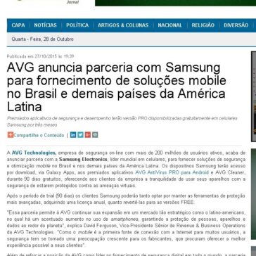 AVG anuncia parceria com Samsung para fornecimento de soluções mobile no Brasil e demais países da América Latina  – O Nortão Jornal