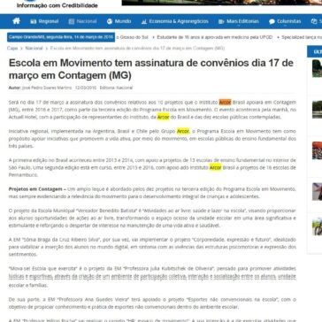 Escola em Movimento tem assinatura de convênios dia 17 de março em Contagem (MG) – Campo Grande Notícias
