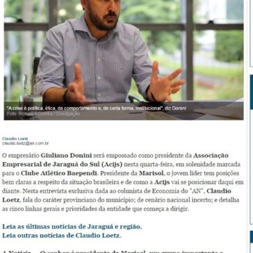 Loetz: Giuliano Donini assume Acijs e fala em Jaraguá do Sul provinciana –  A Notícia