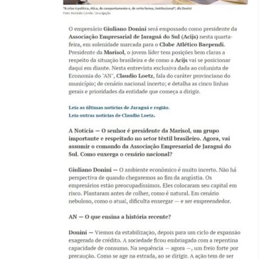 Loetz: Giuliano Donini assume Acijs e fala em Jaraguá do Sul provinciana – Diário Catarinense