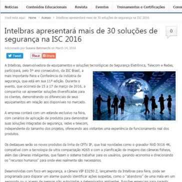Intelbras apresentará mais de 30 soluções de segurança na ISC 2016 – Information Management