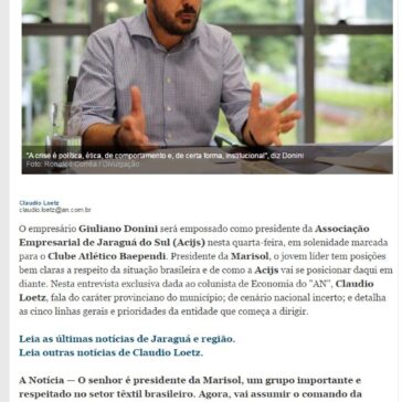 Loetz: Giuliano Donini assume Acijs e fala em Jaraguá do Sul provinciana – O Sol Diário