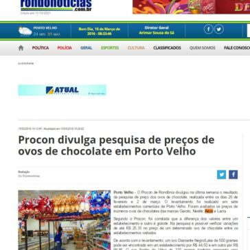 Procon divulga pesquisa de preços de ovos de chocolate em Porto Velho – Rondo Notícias