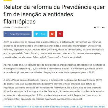 Relator da reforma da Previdência quer fim de isenção a entidades filantrópicas – Última Hora Notícias