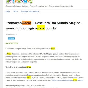 Promoção Arcor ? Descubra Um Mundo Mágico ? Netpromos