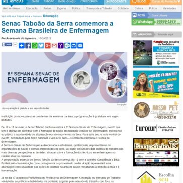 Senac Taboão da Serra comemora a Semana Brasileira de Enfermagem – Jornal na NET