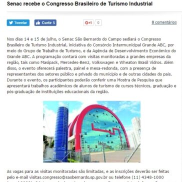 Senac recebe o Congresso Brasileiro de Turismo Industrial – Jornal Hoje Livre