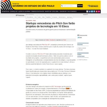 Startups vencedoras do Pitch Gov farão projetos de tecnologia em 10 Etecs – Governo do Estado de São Paulo