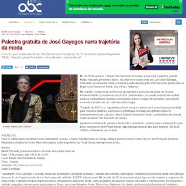 Palestra gratuita de José Gayegos narra trajetória da moda – ABC do ABC