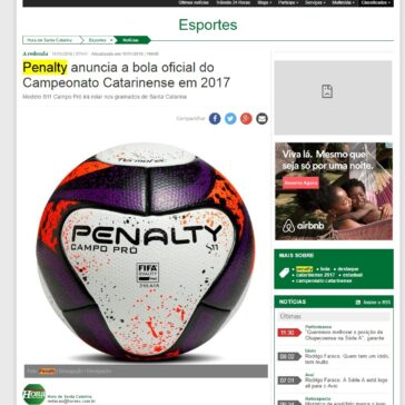 Penalty anuncia a bola oficial do Campeonato Catarinense em 2017 – Hora de Santa Catarina