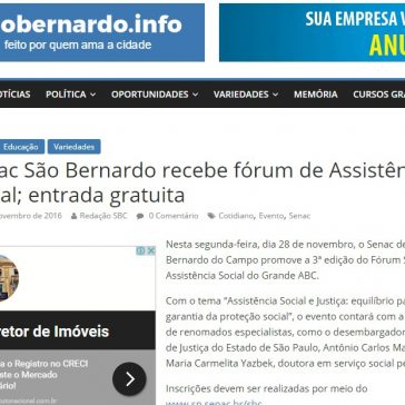 Senac São Bernardo recebe fórum de Assistência Social; entrada gratuita – São Bernardo do Campo Info