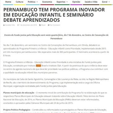 Pernambuco tem programa inovador em educação infantil e seminário debate aprendizados – Jornal Correio Eletrônico