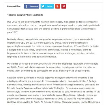 Grupo Balo de Comunicação comemora os excelentes resultados conquistados em 2016 – Cenário de Minas